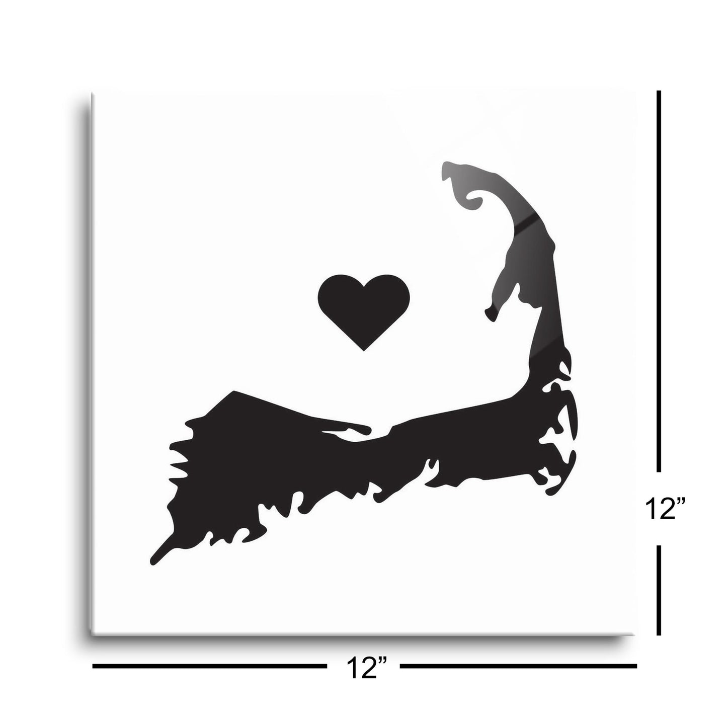 Minimalistic B&W Cape Cod With Heart | Hi-Def Glass Art | Eaches | Min 1