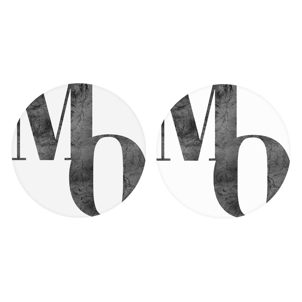 Minimalist B&W Missouri White Initials | Absorbent Car Coasters | Set of 2 | Min 4