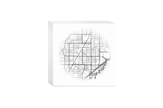 Minimalistic B&W Washington Lynnwood Circle Map | Wood Block | Eaches | Min 4