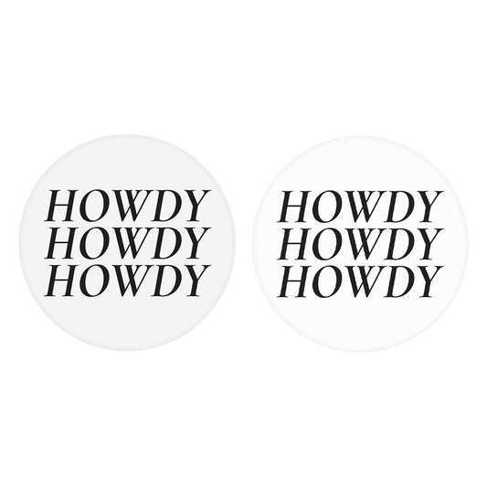 Minimalistic B&W Texas Howdy | Absorbent Car Coasters | Set of 2 | Min 4