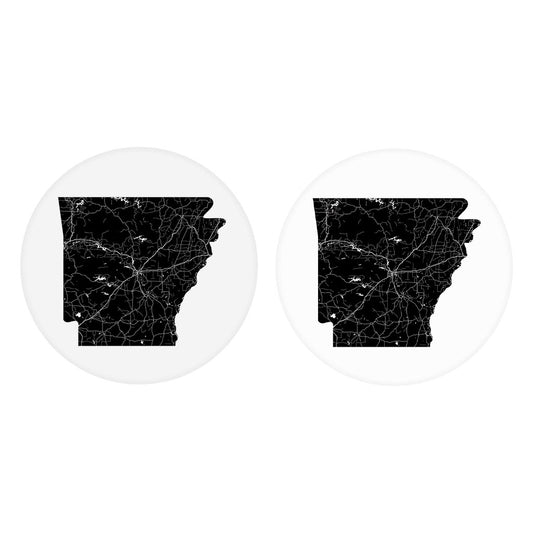 B&W Minimalist Arkansas Map| Absorbent Car Coasters | Set of 2 | Min 4