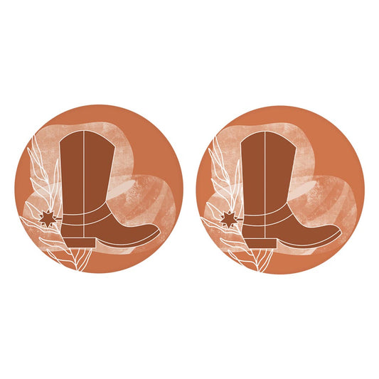 Modern Minimalist Texas Cowboy Boot | Absorbent Car Coasters | Set of 2 | Min 4