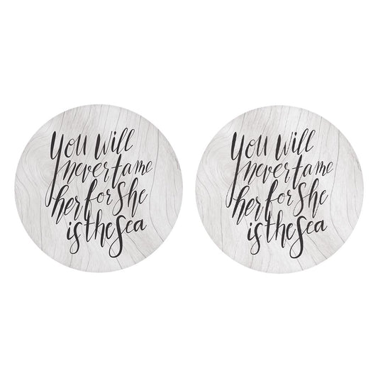New England Calligraphy Saying | Absorbent Car Coasters | Set of 2 | Min 4