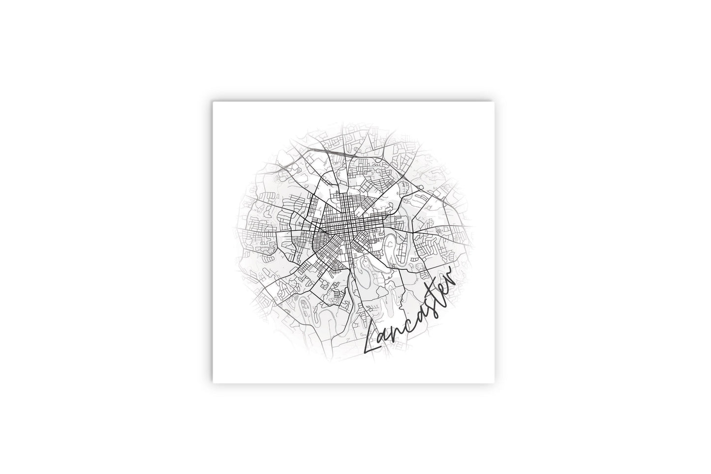 Minimalistic B&W Pennsylvania Lancaster Circle Map | Wood Sign | Eaches | Min 2