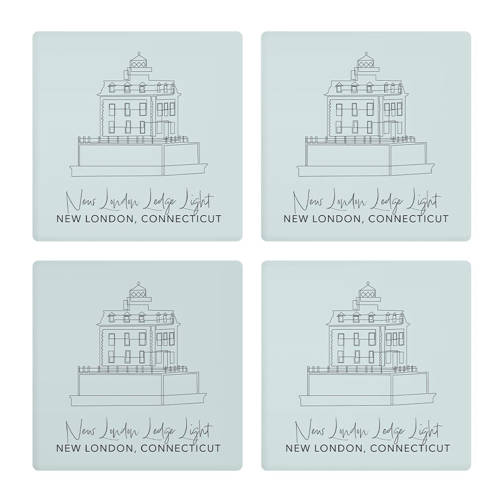 New London Lodge Light Muted Coastal | Absorbent Coasters | Set of 4 | Min 2