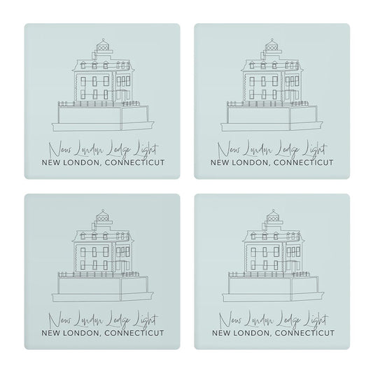 New London Lodge Light Muted Coastal | Absorbent Coasters | Set of 4 | Min 2
