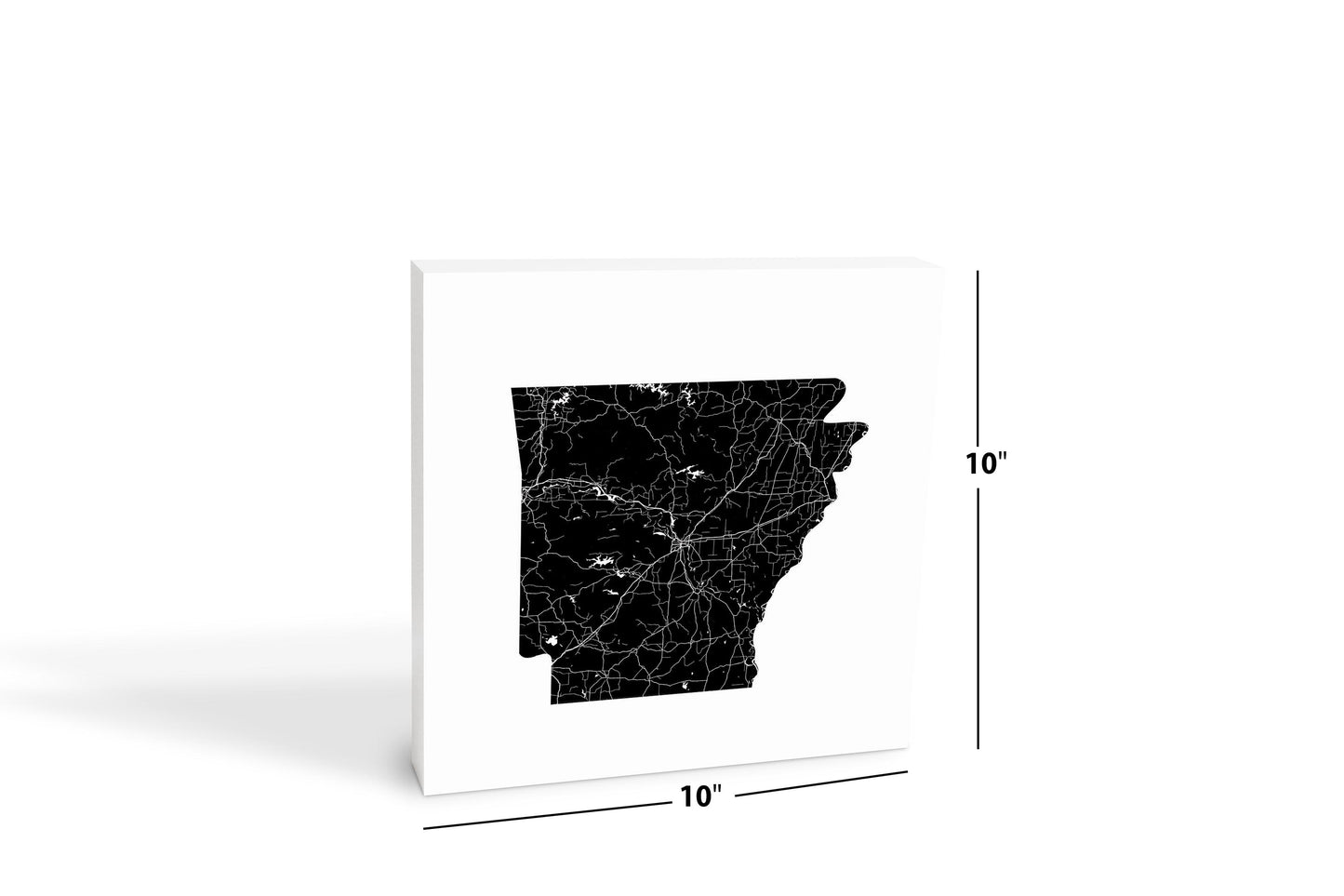 B&W Minimalist Arkansas Map | Wood Block | Eaches | Min 2