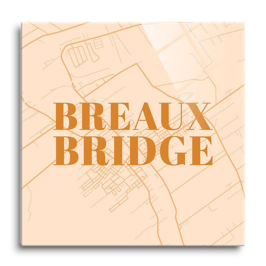 Modern Minimalist Louisiana Breaux Bridge Map | Hi-Def Glass Art | Eaches | Min 1