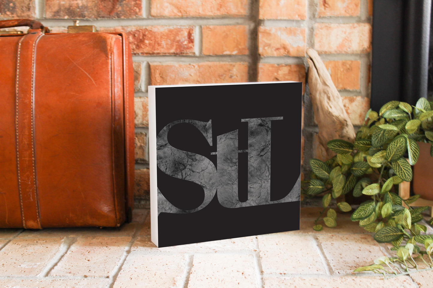 Minimalist B&W Missouri St Louis Black Initials | Wood Block | Eaches | Min 2
