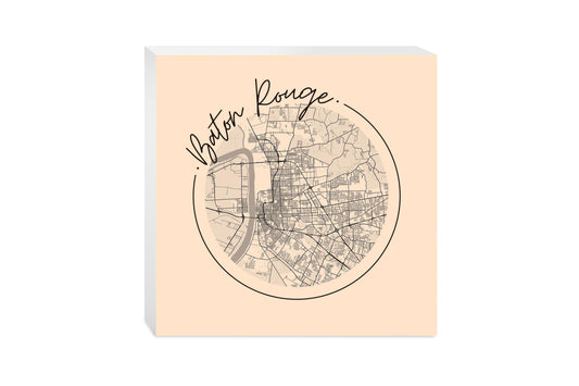Louisiana Colorful Baton Rouge Circle Map | Wood Block | Eaches | Min 2