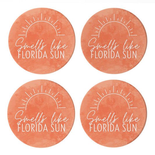Smells Like Florida Sun Pink | Absorbent Coasters | Set of 4 | Min 2