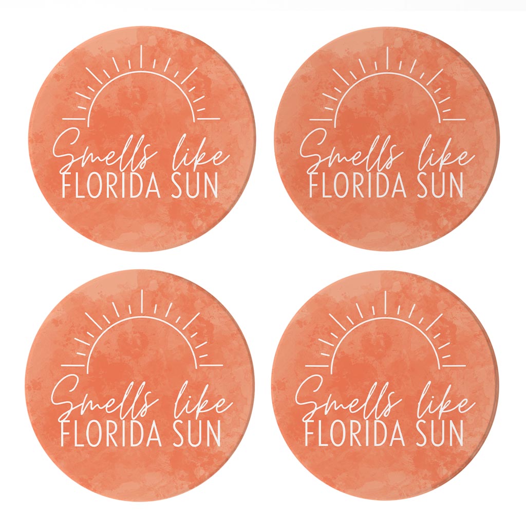 Smells Like Florida Sun Pink | Absorbent Coasters | Set of 4 | Min 2