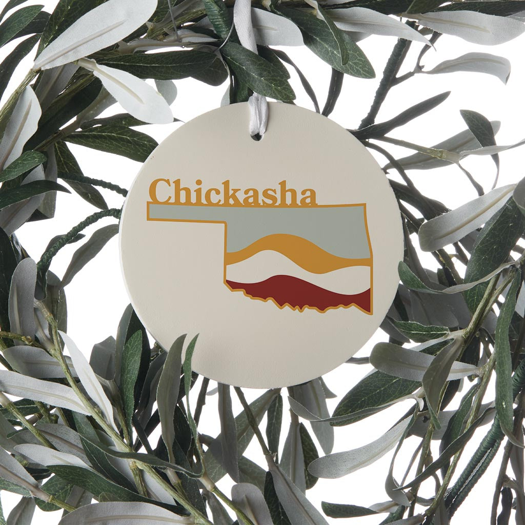 Modern Minimalist Oklahoma State Chickasha| Wood Ornament | Eaches | Min 6