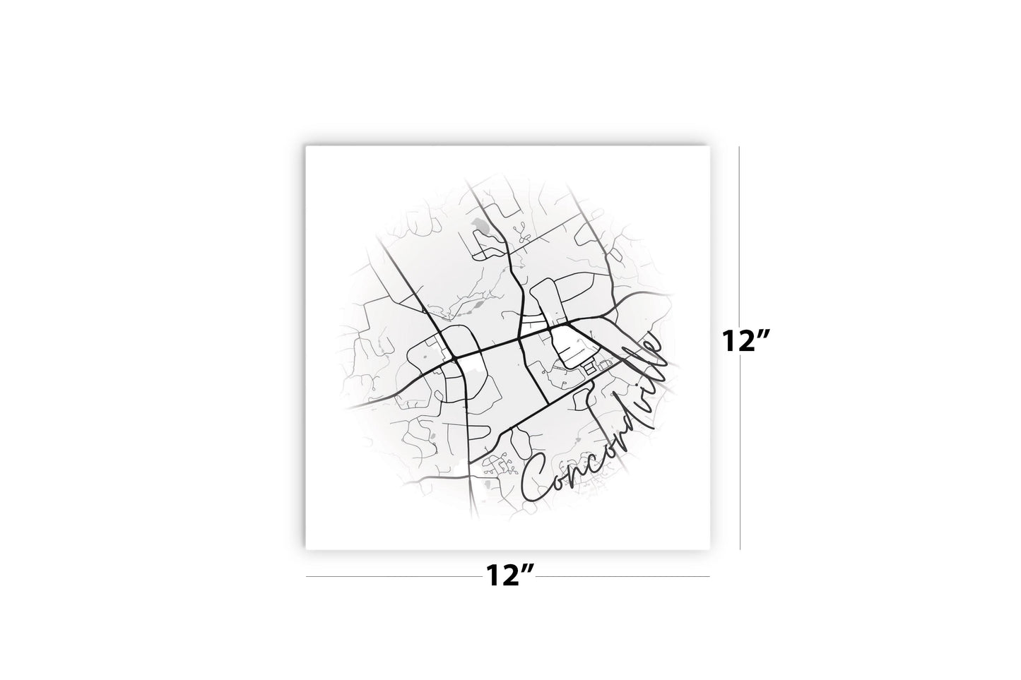Minimalistic B&W Pennsylvania Concordville Circle Map | Wood Sign | Eaches | Min 2
