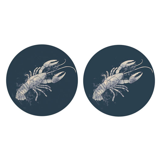 Modern Minimalist Louisiana Crawfish Water Color | Absorbent Car Coasters | Set of 2 | Min 4