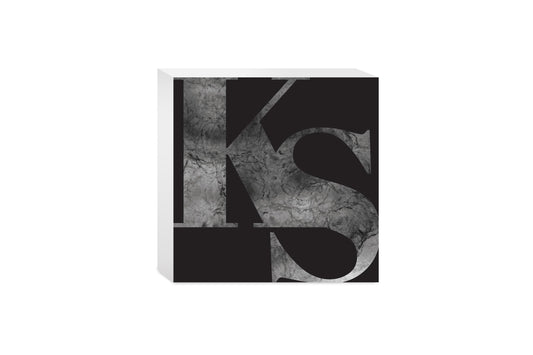 Minimalist B&W Kansas Black Initials | Wood Block | Eaches | Min 4