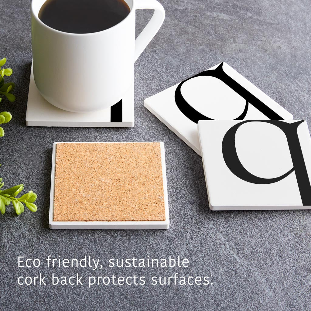 Minimal Monogram Q | Absorbent Coasters | Set of 4 | Min 2