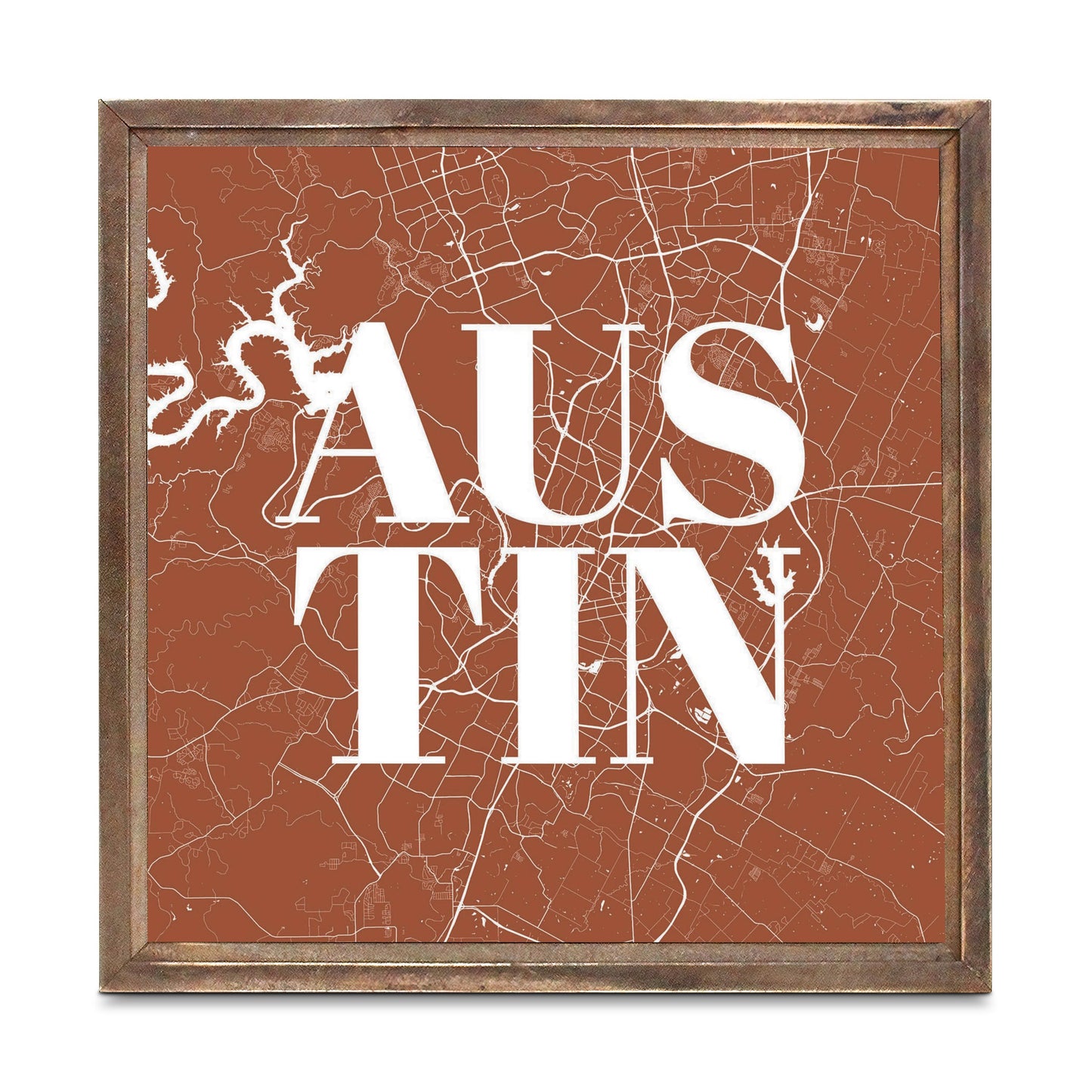 Modern Minimalist Texas Austin Map | Wood Sign | Eaches | Min 1