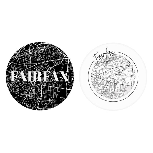 Minimalistic B&W Virginia Fairfax Maps | Absorbent Car Coasters | Set of 2 | Min 4