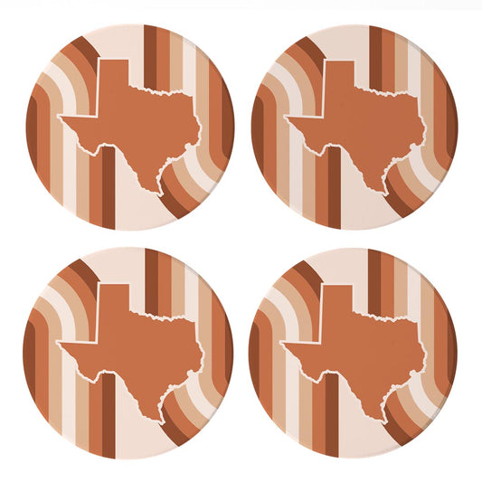 Modern Minimalist Texas State Shape Retro Lines | Absorbent Coasters | Set of 4 | Min 2