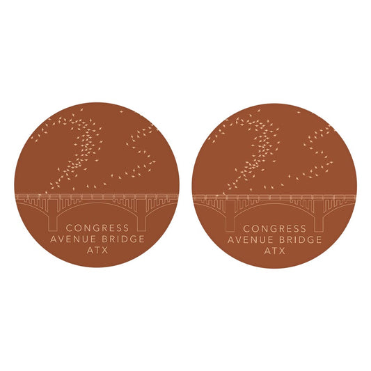 Modern Minimalist Texas Austin Congress Bridge | Absorbent Car Coasters | Set of 2 | Min 4