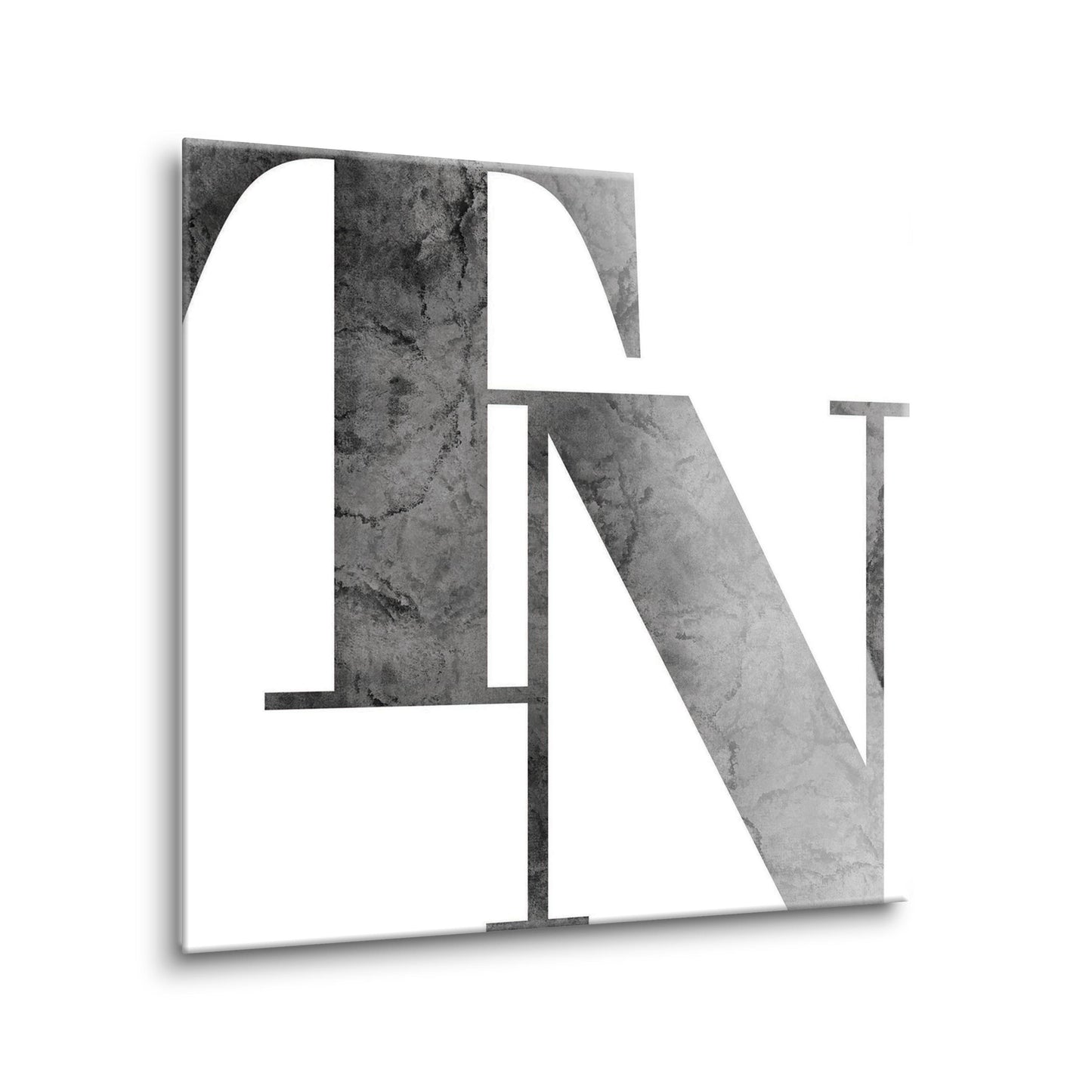 Minimalist B&W Tennessee White Initials | Hi-Def Glass Art | Eaches | Min 2