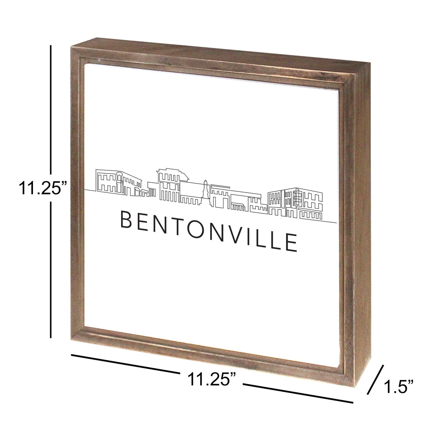 Minimalist B&W Arkansas Bentonville Skyline | Wood Sign | Eaches | Min 1