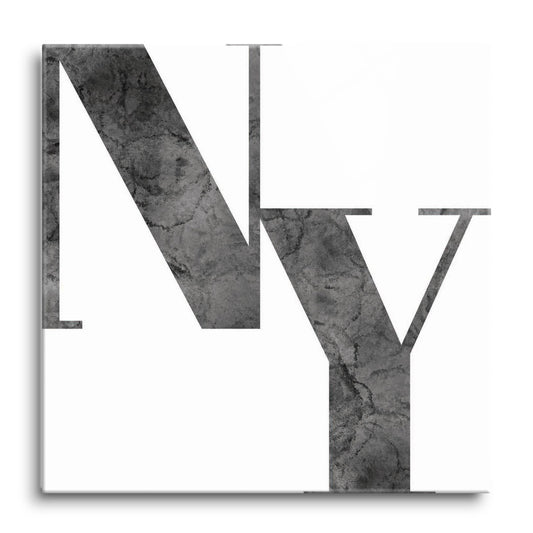 Minimalistic B&W New York White Initials | Hi-Def Glass Art | Eaches | Min 1