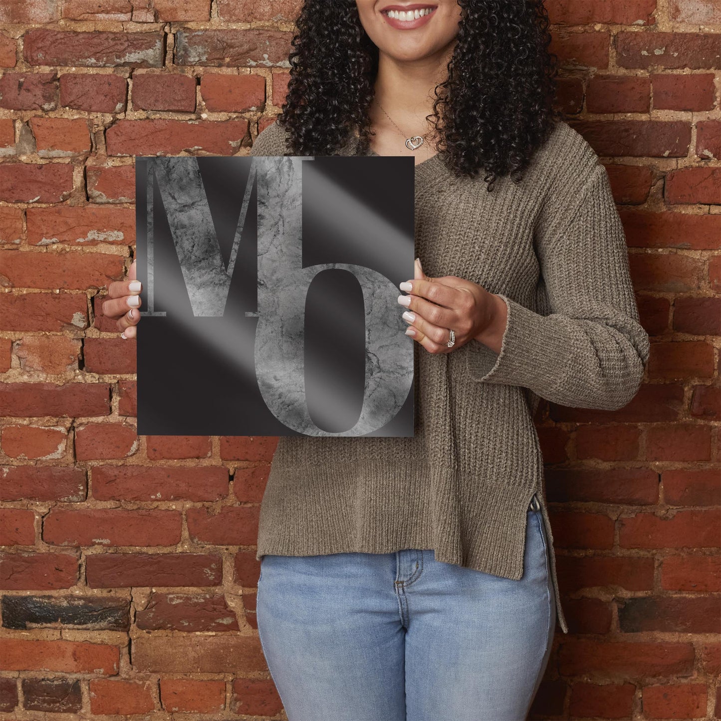 Minimalist B&W Missouri Black Initials | Hi-Def Glass Art | Eaches | Min 1