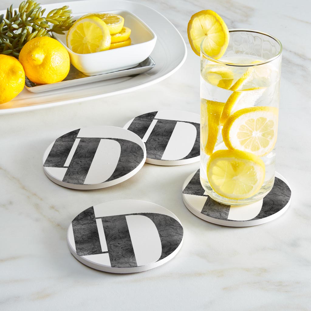 Minimalist B&W Idaho White Initials | Absorbent Coasters | Set of 4 | Min 2