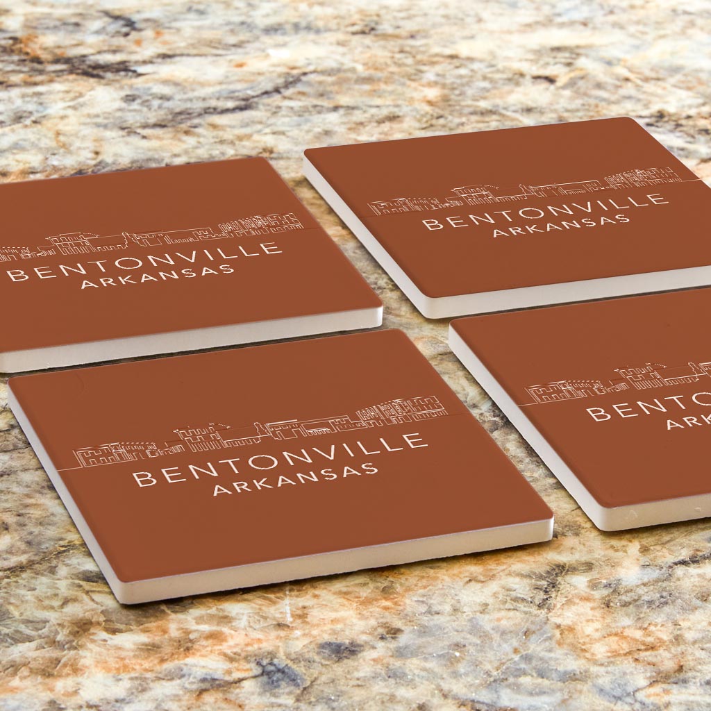 Modern Minimalist Arkansas Bentonville Skyline State| Absorbent Coasters | Set of 4 | Min 2