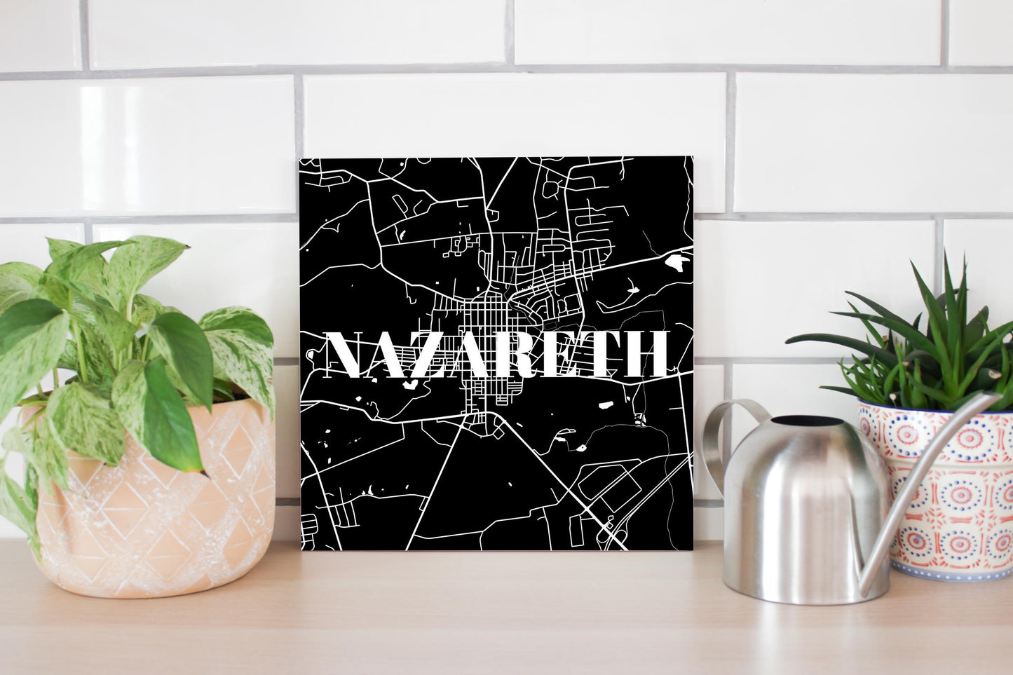 Minimalistic B&W Pennsylvania Nazareth Map | Wood Sign | Eaches | Min 2