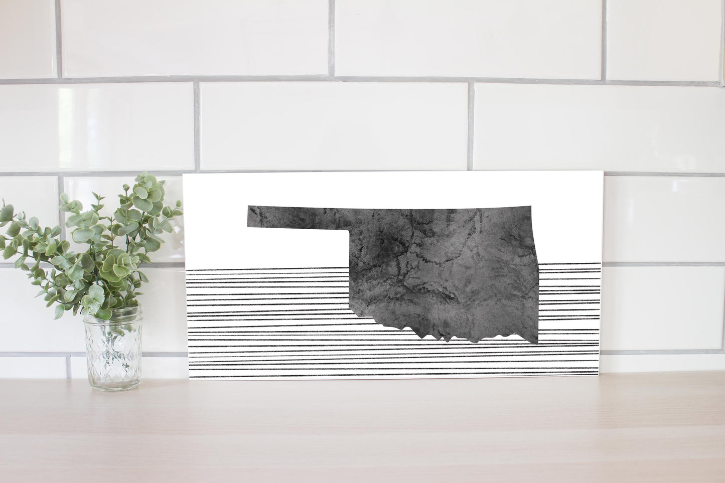 Modern Oklahoma State Shape With Straight Lines | Wood Sign | Eaches | Min 2