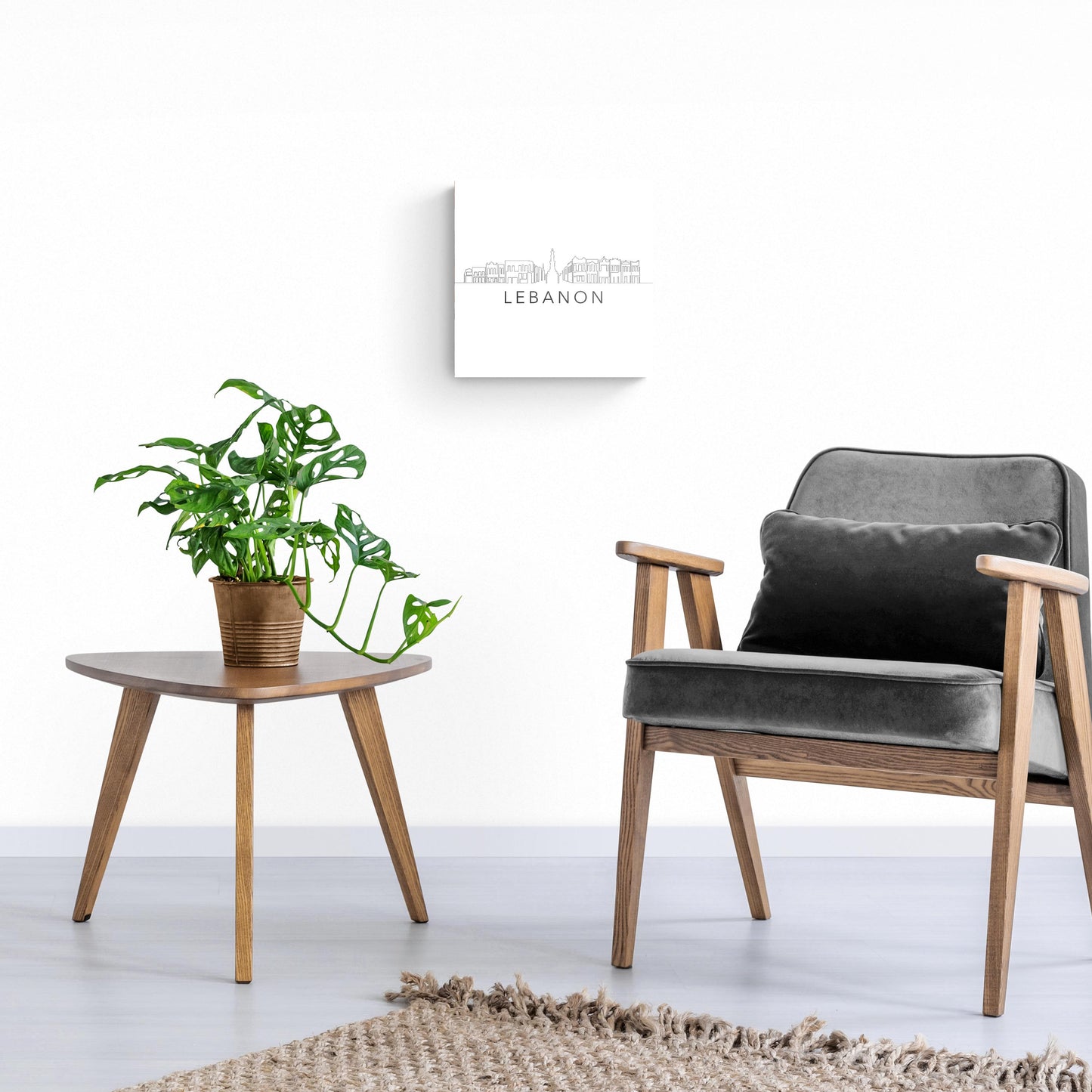 Minimalist B&W Tennessee Lebanon Skyline | Hi-Def Glass Art | Eaches | Min 1