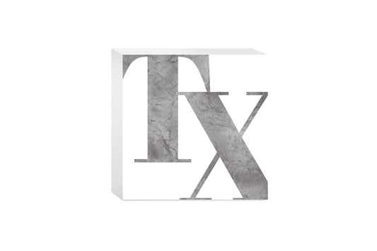 Modern White Texas Initials | Wood Block | Eaches | Min 4
