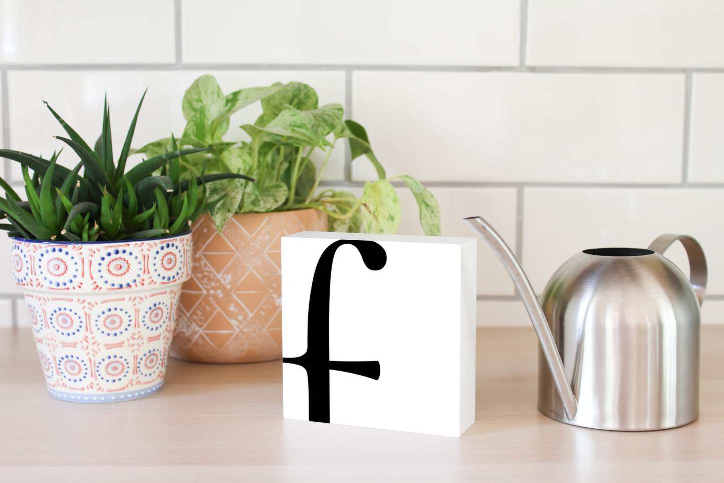 Minimal Monogram F| Wood Block | Eaches | Min 4