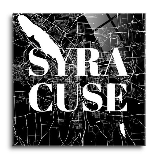 Minimalistic B&W New York Syracuse Map | Hi-Def Glass Art | Eaches | Min 1