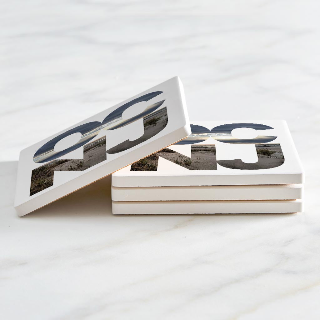 OCNJ Photo With Text | Absorbent Coasters | Set of 4 | Min 2