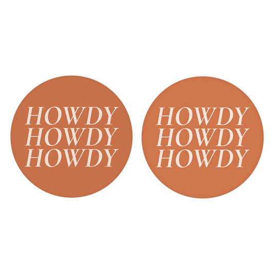 Modern Minimalist Texas Howdy | Absorbent Car Coasters | Set of 2 | Min 4