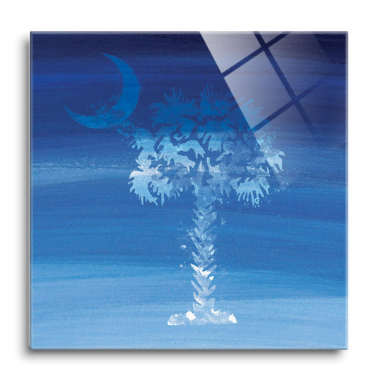 South Carolina Blue Water Color Palm Trees | Hi-Def Glass Art | Eaches | Min 1
