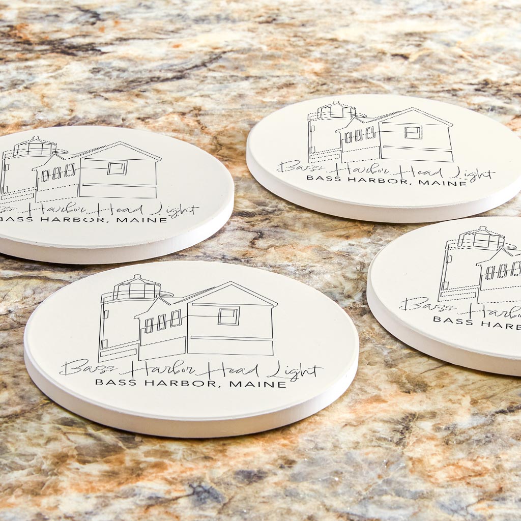 Bass Harbor Head Light | Absorbent Coasters | Set of 4 | Min 2