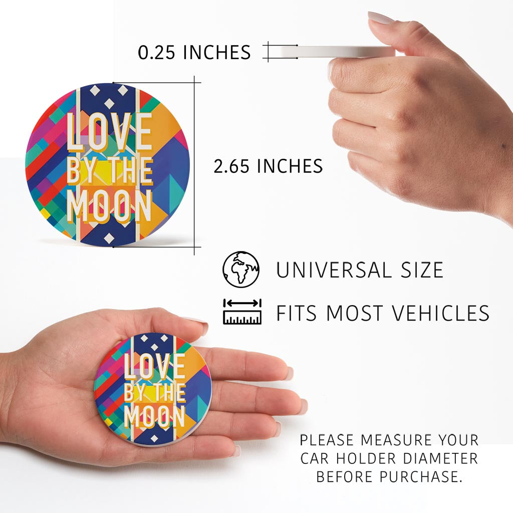 Love By The Moon | Absorbent Car Coasters | Set of 2 | Min 4