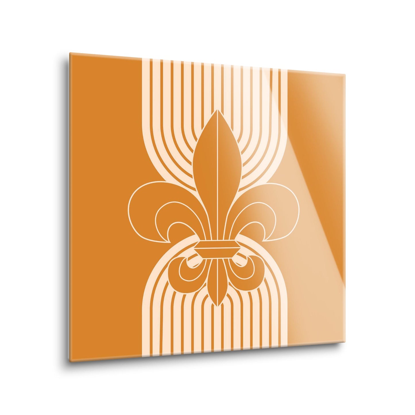 Modern Minimalist Louisiana Orange Fleu De Lis | Hi-Def Glass Art | Eaches | Min 1