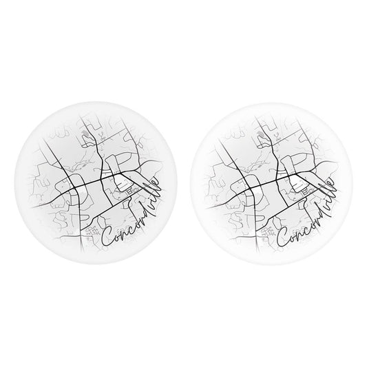Minimalistic B&W Pennsylvania Concordville Circle Map | Absorbent Car Coasters | Set of 2 | Min 4