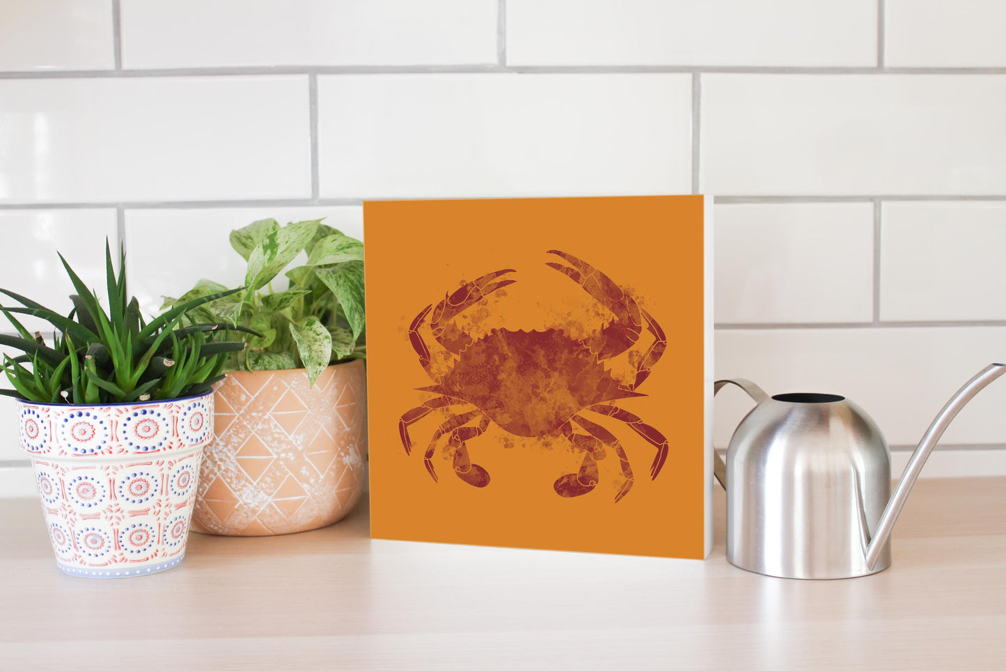 Louisiana Colorful Water Color Blue Crab | Wood Block | Eaches | Min 2