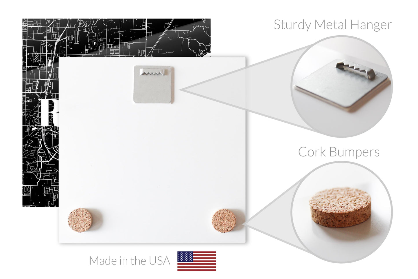 Minimalist B&W Arkansas Rogers Map | Hi-Def Glass Art | Eaches | Min 2