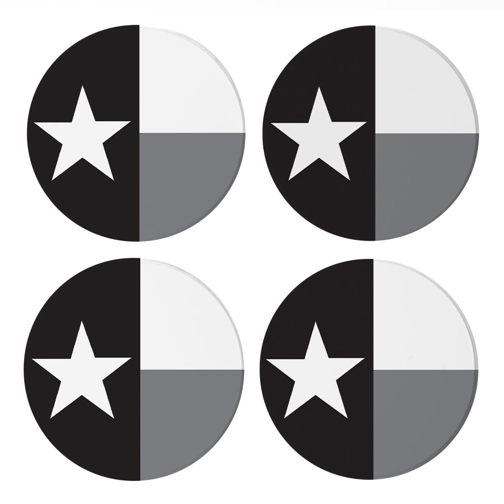 Minimalistic B&W Texas State Flag| Absorbent Coasters | Set of 4 | Min 2