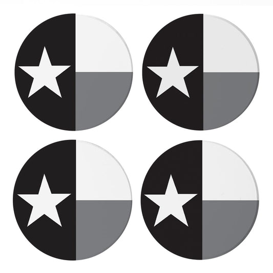 Minimalistic B&W Texas State Flag| Absorbent Coasters | Set of 4 | Min 2