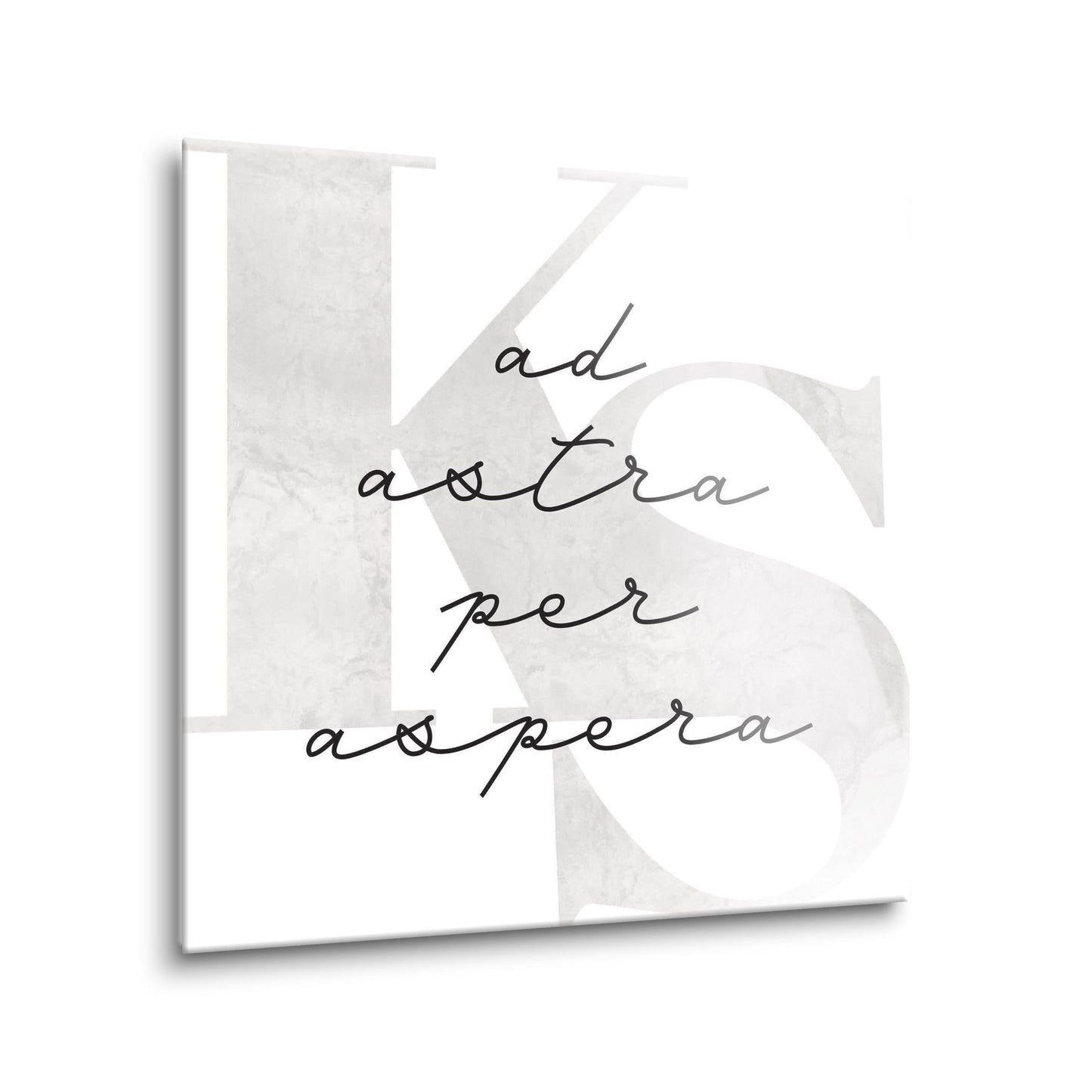 Minimalist B&W Kansas Ad Astra Per Aspera | Hi-Def Glass Art | Eaches | Min 1