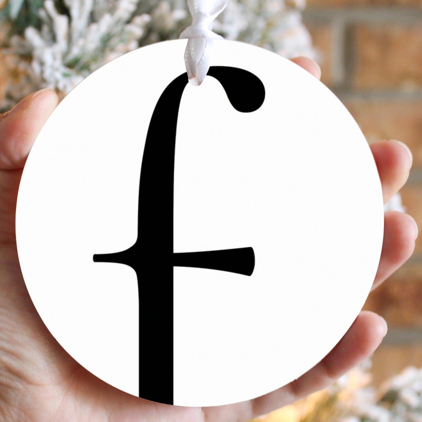 Minimalist Monogram F Circle| Wood Ornament | Eaches | Min 6